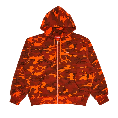Supreme Small Box Zip Up Hooded Sweatshirt 'Bright Orange Camo'