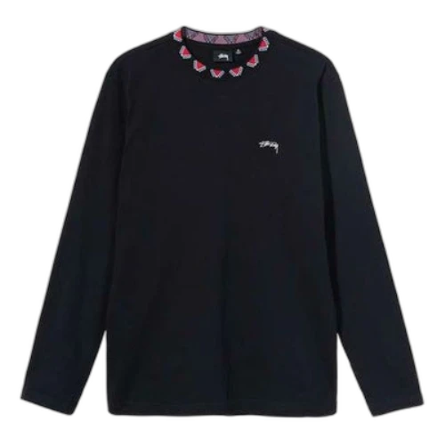Stussy Alphabet Embroidered Contrasting Colors Long Sleeves Unisex Black