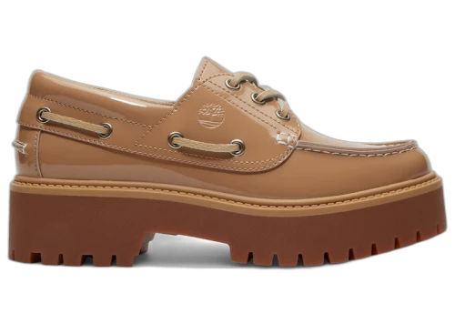 Timberland Stone Street Platform Boat Shoe Beige Patent Leather (Women's)