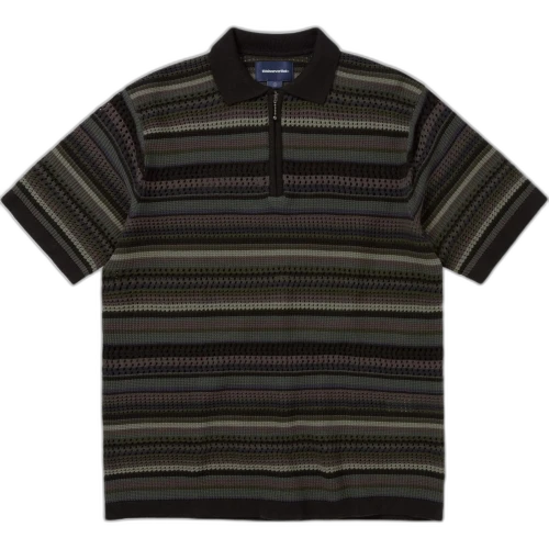 Thisisneverthat SS26 Striped S/S KnIt Polo Black Polo Shirt Unisex