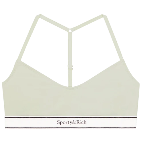 Sporty & Rich Serif Logo Sports Bralette 'Sage'