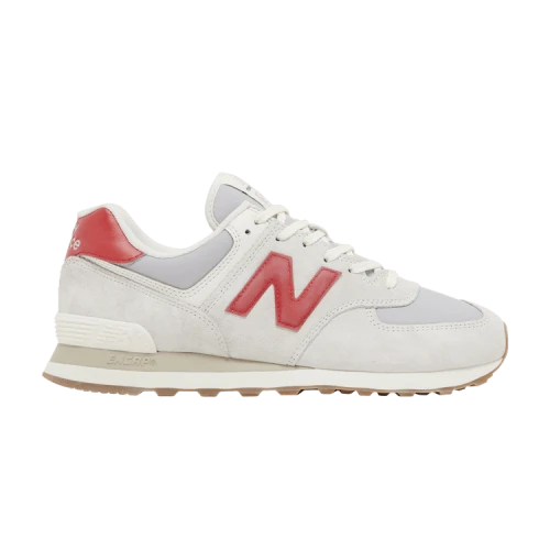 New Balance 574 White Red Grey Gum
