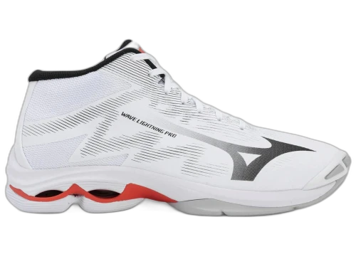 Mizuno Wave Lightning Pro Mid White Black Fiery Red