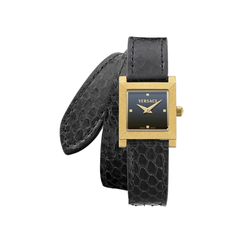 Versace Mosaic Leather Wrap Watch 'Gold'