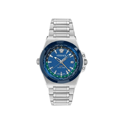 Versace Greca Reaction Gmt Bracelet Watch 'Stainless Steel'