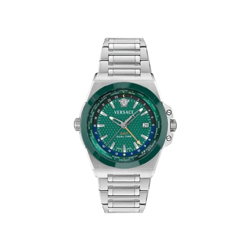 Versace Greca Reaction Gmt Bracelet Watch 'Stainless Steel'