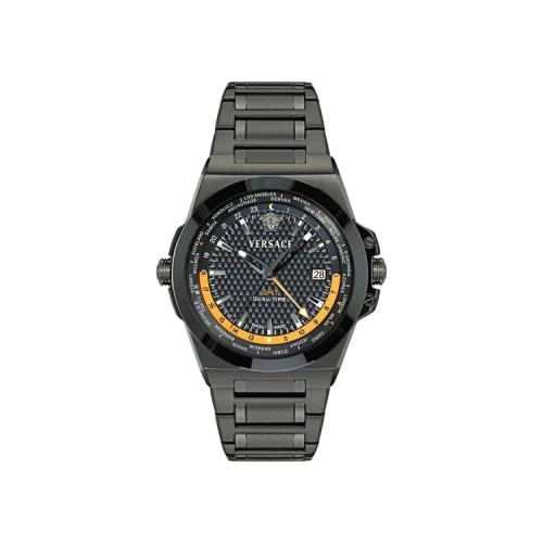 Versace Greca Reaction Gmt Bracelet Watch 'Black'