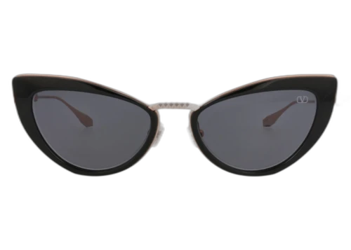 Valentino Cat Eye-Frame Acetate/Metal Sunglasses Black Rose Gold Grey (VLS-102A-50)