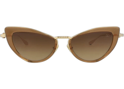 Valentino Cat Eye-Frame Metal Sunglasses Brown Gold Brown (VLS-102B-50)