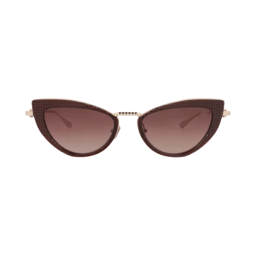 Valentino Cat Eye-Frame Acetate and Metal Sunglasses Bordeaux Gold Rose (VLS-102C-50)