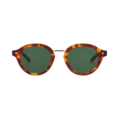 Valentino Round-Frame Acetate Sunglasses Tortoise Tortoise Green (VLS-132C-46)