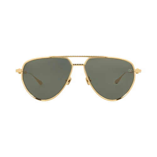 Valentino Aviator-Frame Metal Sunglasses Gold Gold Green (VLS-133A-59)