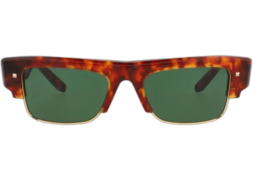 Valentino Square-Frame Acetate/Metal Sunglasses Tortoise Tortoise Green (VLS-164B-52)