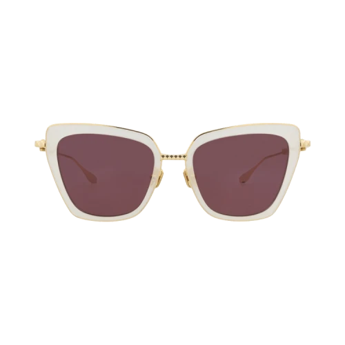 Valentino Cat Eye-Frame Acetate and Metal Sunglasses Ivory Gold Bordeaux (VLS-165C-53CA)