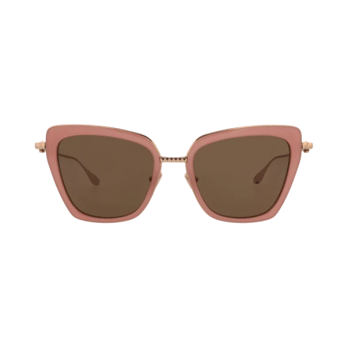 Valentino Cat Eye-Frame Acetate and Metal Sunglasses Pink Gold Brown (VLS-165D-53)