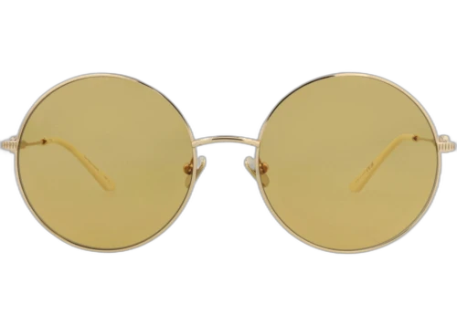 Valentino Round-Frame Metal Sunglasses Gold Gold Amber (VLS-170B-57)