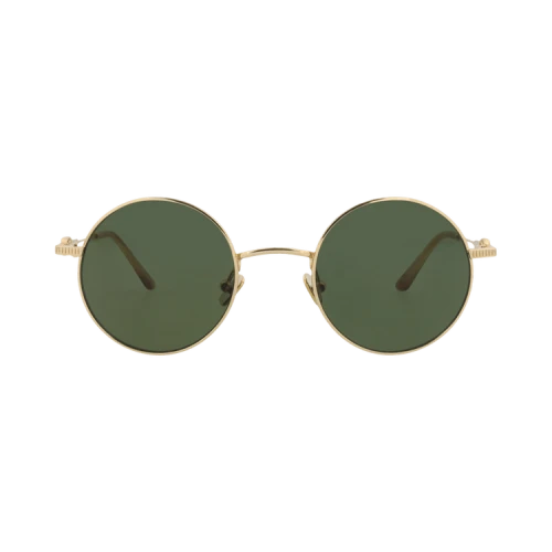 Valentino Round-Frame Metal Sunglasses Gold Gold Green (VLS-173B-48)