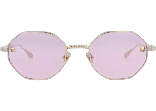 Valentino Sunglasses Round-Frame Metal Gold Gold Pink (VLX-122A-52)