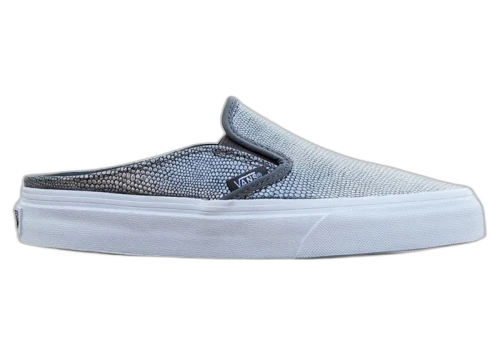 Vans Classic Slip-On Mule Embossed Leather Grey True White (Women's)