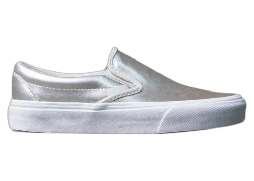 Vans Classic Slip-On Metallic Leather Silver (Women's)