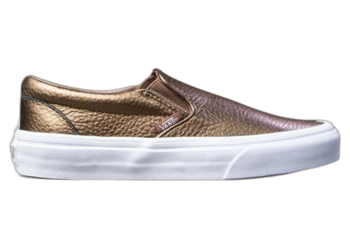 Vans Classic Slip-On Metallic Leather Brown (Women's)
