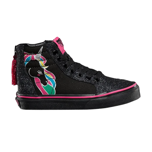 Vans Sk8-Hi Zip Kids 'Unicorn - Black Glitter'