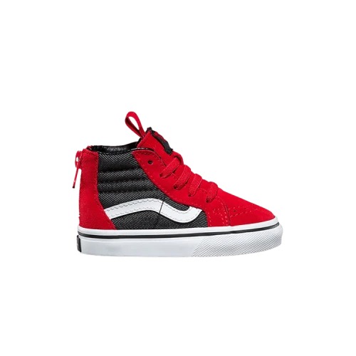 Vans Sk8-Hi Zip Toddler 'Racing Red Black Denim'