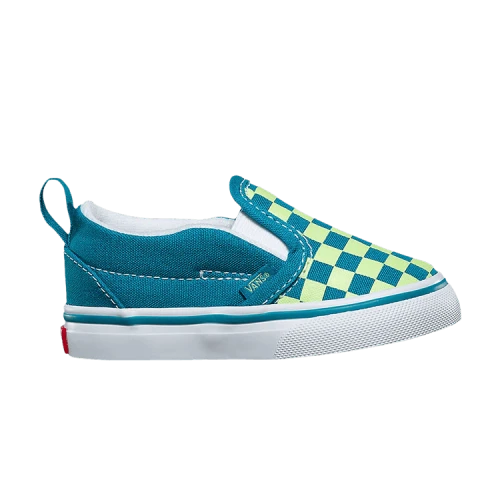 Vans Slip-On V Toddler 'Checkerboard - Enamel Blue Green'