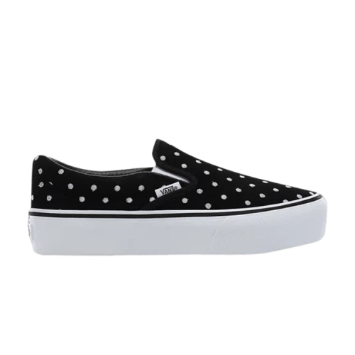 Vans Classic Slip-On Platform Suede Polka Dot Black White (Women's)