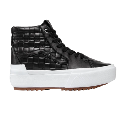 Vans Unisex Emboss Check Sk8-hi Stacked Sneakers Black/White
