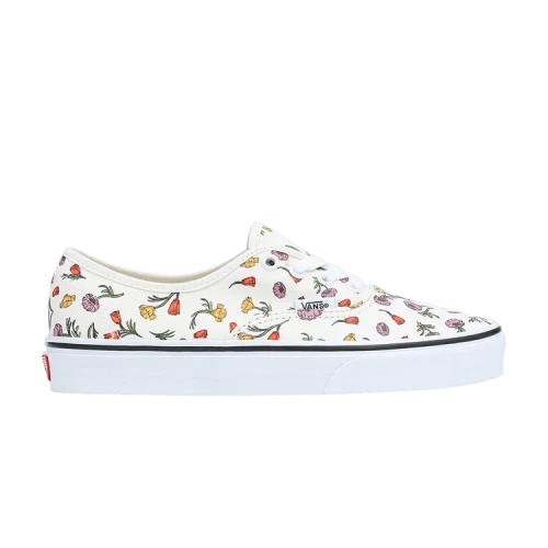 Vans Authentic Classic Casual Skateboarding Shoes Unisex Beige Flowers Printing 'White Purple Orange'