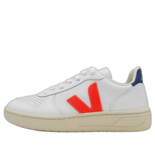 Veja V-10 Leather 'White Orange Fluo Combalt'
