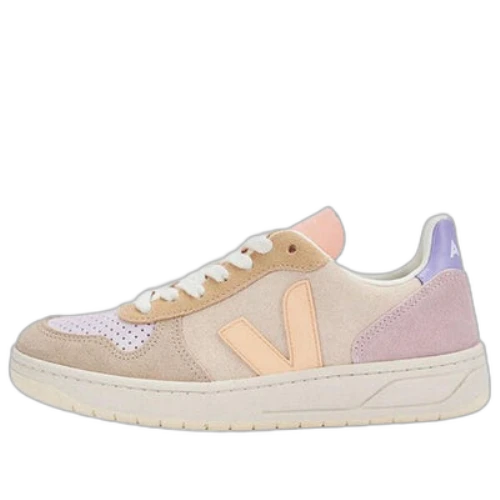 Veja V-10 Lace-Up Suede Sneakers 'Beige Yellow Pink'