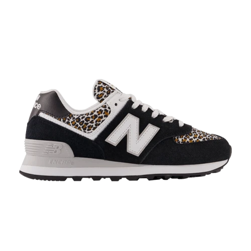 New Balance 574 Black Beige Leopard Print (Women's)