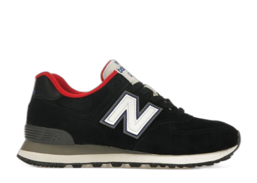 New Balance 574 Black White Varsity Red (Women's)