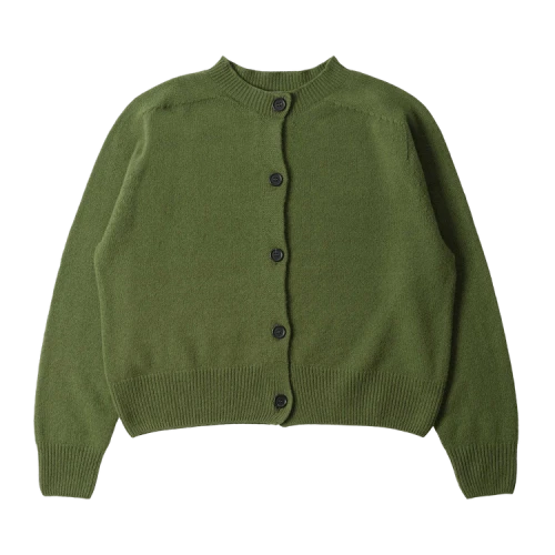 Margaret Howell Small Crew Neck Cardigan 'Wheatgrass'