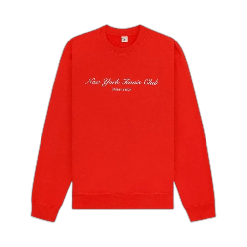 Sporty & Rich NY Tennis Club Crewneck Sweatshirt 'Bright Red/White'