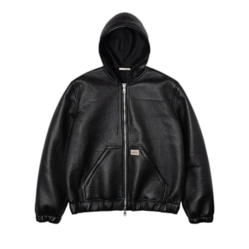 Stussy x Our Legacy Work Shop Leather Zip Hoodie 'Black'