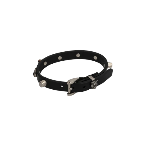 Gucci Tiger Studded Leather Bracelet Silver