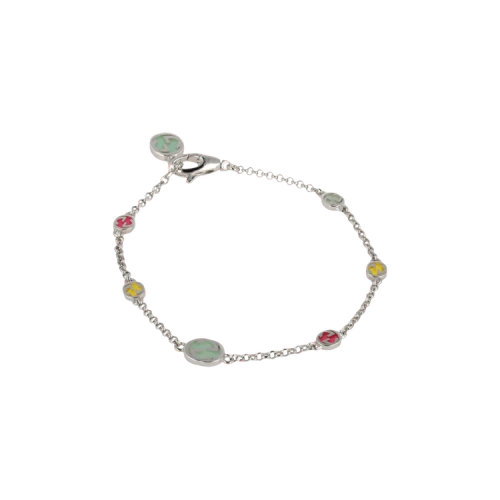 Gucci Sterling Silver Enamel Interlocking G Bracelet Silver