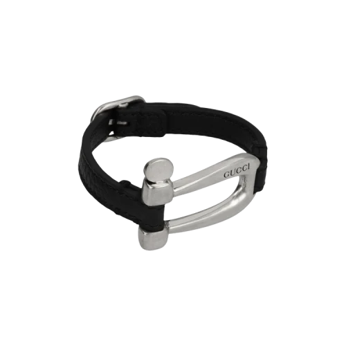 Gucci Horsebit Leather Bracelet Silver