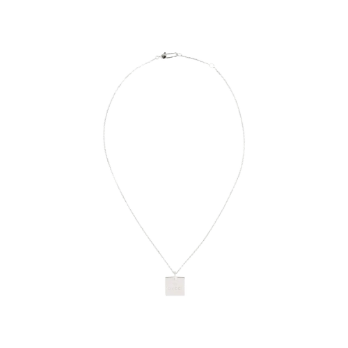 Gucci Sterling Silver Logo Pendant Necklace Silver