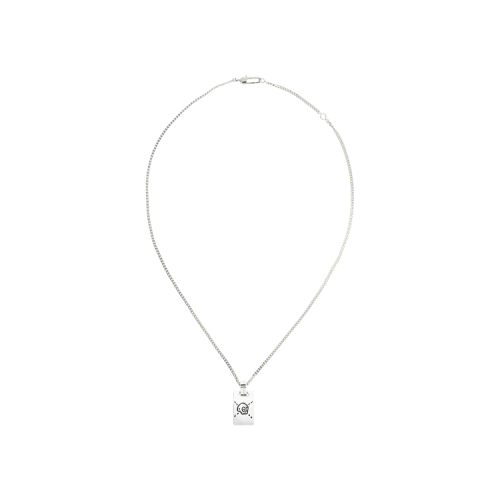 Gucci Sterling Silver Ghost Tag Necklace Silver
