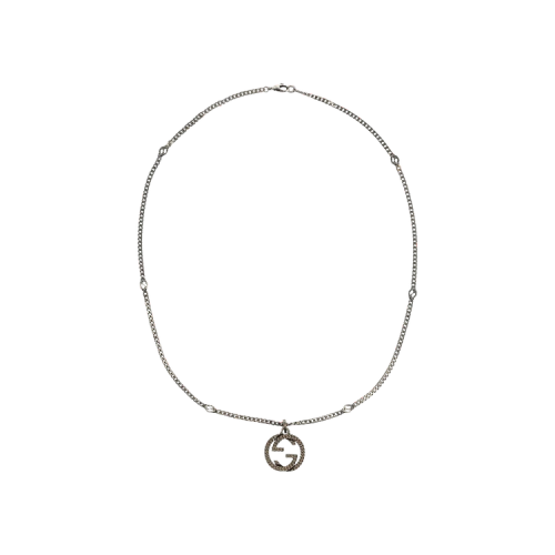 Gucci Interlocking G Pendant Necklace Silver