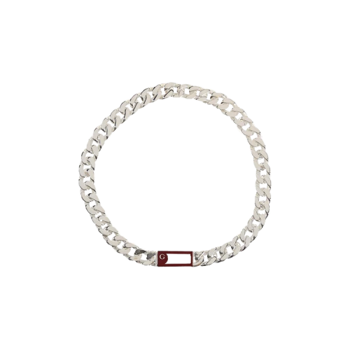 Gucci Trademark Enamel Chain Necklace Silver