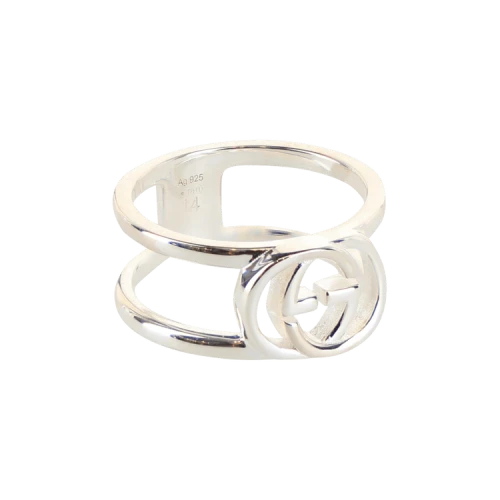 Gucci Interlocking G Cutout Silver Ring Silver
