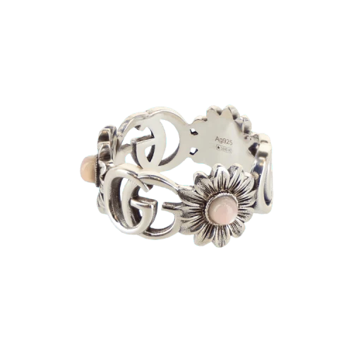Gucci GG Marmont Mother-of-Pearl Ring Silver
