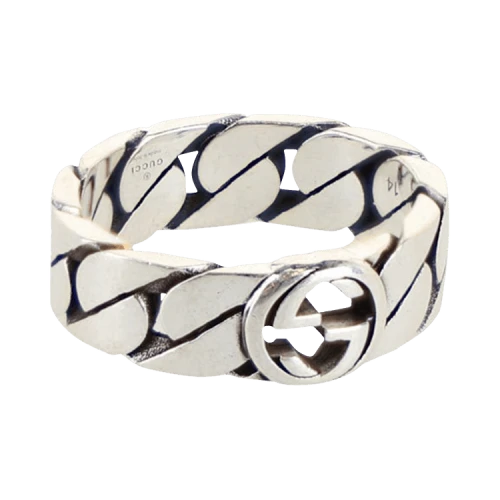 Gucci Interlocking G Chain-Link Ring Silver