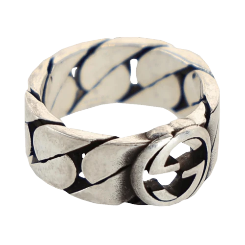 Gucci Interlocking G Chain-Link Ring Silver