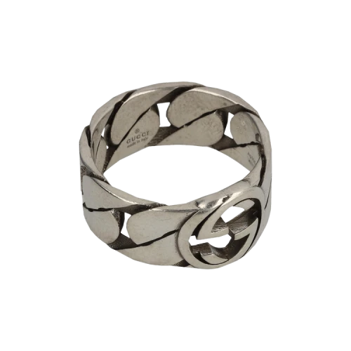 Gucci Interlocking G Chain-Link Ring Silver